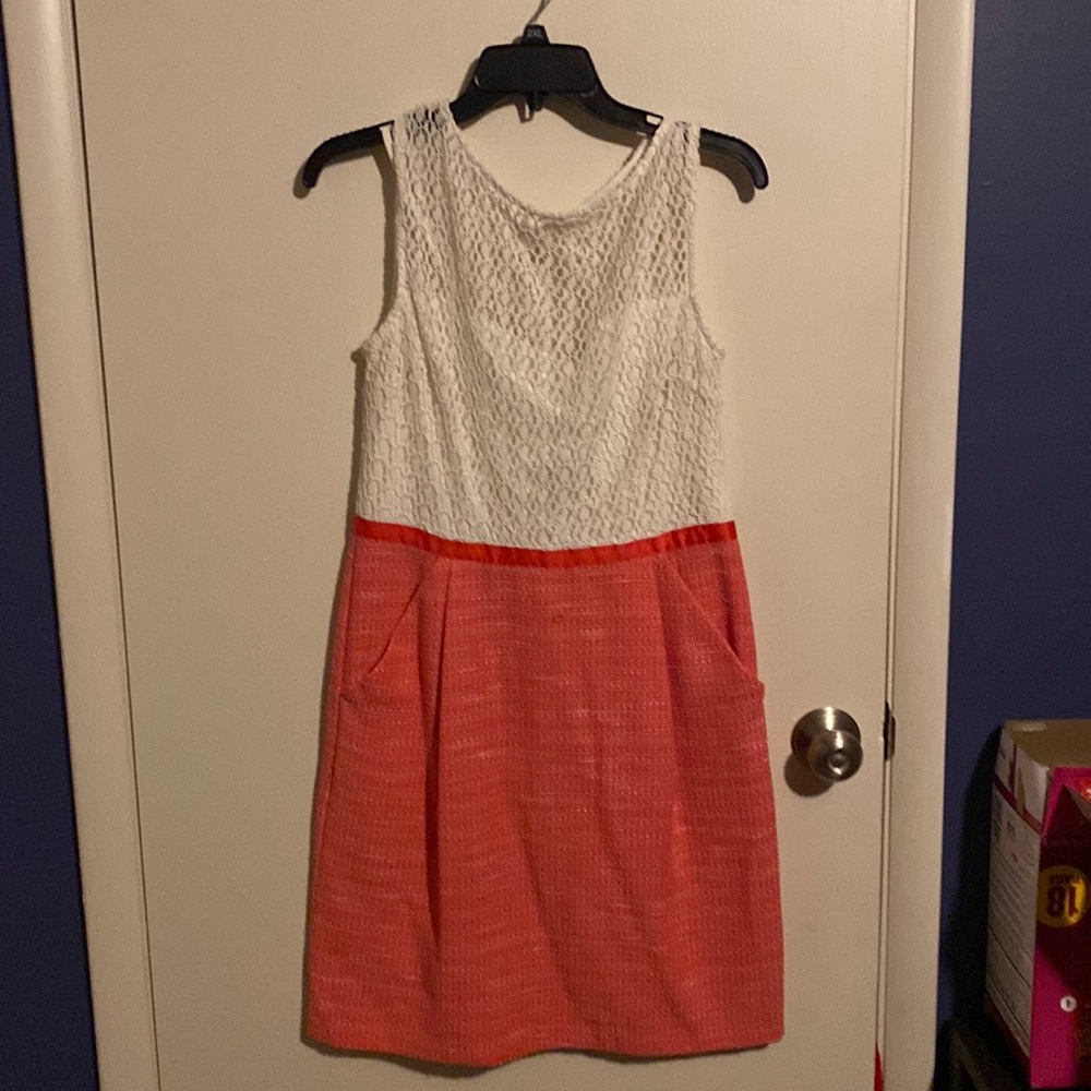 Salmon/white dress sz 10 biz casual